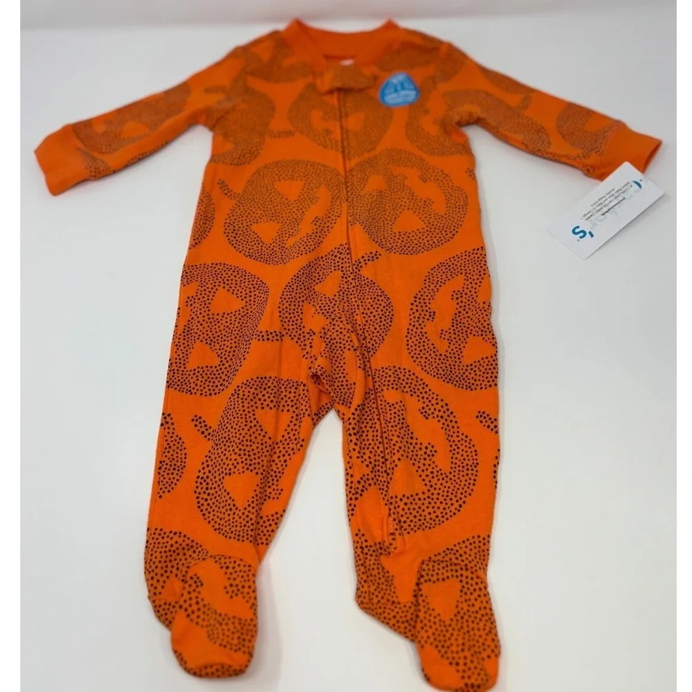 Carters & Carters Just One You Baby Halloween Pumpkin Sleepers Lot of 2 3months